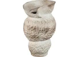 Ptmd Kery Cream Ceramic Vase With Open Swirl Border L