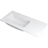 Ink Faktor Wastafel Polystone Links met 1 Kraangat - 1000x450x15 mm - Mat Wit