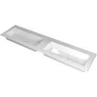 Ink Kraft Wastafel Dubbele Bak Zonder Kraangaten - 1800x450x10 mm - Glans Wit