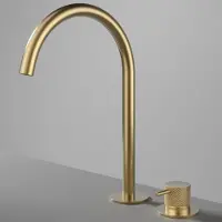 Hotbath Cobber - Wastafelmengkraan - zonder Waste - Hoog - Geborsteld Messing PVD - Opbouw - Messing