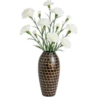 Mica Decorations Kunstbloem Anjer Floristic - 8x - H71 cm - wit - kunststof - stelen kunstbloemen - boeket - witn bloemetjes