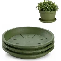 PlasticForte plantenpot onder schotel / water opvang schaal - 3x - groen - Dia 32 cm - Kunststof - voor pot met Dia 40/45 cm