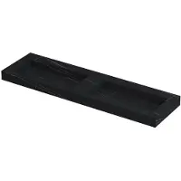 Ink Pitch Wastafel Keramische Slab Bak Dubbel met Drain en Front en Side Skirts Zonder Kraangaten - 1600x450x90 mm - Lauren Black Mat