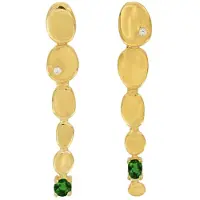 Cavill - Zilveren Oorbellen 925 Sterling Zilver Verguld - Groene Onyx 0,375 ct Ovaal & Rond - Filigraan Bezel - Elegante Dames Sieraden