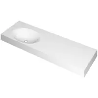 Ink Smooth Wastafel Polystone Links Zonder Kraangat - 1400x450x90 mm - Mat Wit