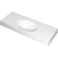 Ink Smooth Wastafel Polystone Midden met 1 Kraangat - 1200x450x90 mm - Mat Wit