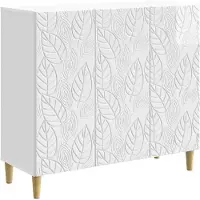vidaXL Dressoir Hoogglans Wit 89 x 34,5 x 80 cm Bewerkt hout