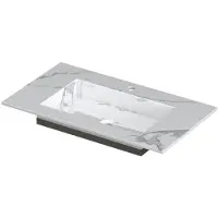 Ink Post Wastafel Keramische Slab Envelop Bak met 1 Kraangat - 800x450x10 mm - Statuario Glans