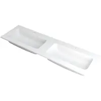 Ink Faktor Wastafel Polystone Dubbel met 2 Kraangaten - 1600x450x15 mm - Mat Wit