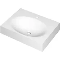 Ink Smooth Wastafel Polystone Centraal met 1 Kraangat - 600x450x90 mm - Mat Wit