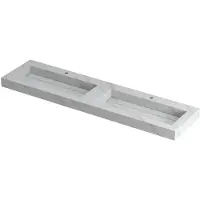 Ink Pitch Wastafel Keramische Slab Bak Dubbel met Drain en Front en Side Skirts 2 Kraangaten - 1800x450x90 mm - Calacatta Mat