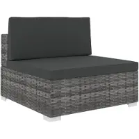 vidaXL Tuinstoel met kussen middensectie poly rattan grijs
