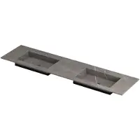 Ink Post Wastafel Keramische Slab Envelop Bak Dubbel 2 Kraangaten - 1800x450x10 mm - Armani Grey Mat