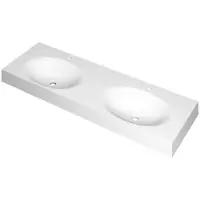 Ink Smooth Wastafel Polystone Dubbel met 2 Kraangaten - 1400x450x90 mm - Mat Wit