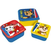 Stor PAW Patrol 3-in-1 Snackdoosjes - 3 formaten - Vierkant - Sluit goed af - Lunchboxen voor kinderen - Los deksel - Geschikt voor koekjes, fruit en snacks - Blauw/Geel