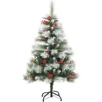 vidaXL Kunstkerstboom met scharnieren dennenappels en bessen 150 cm