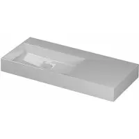 Ink United Wastafel Porselein Links Zonder Kraangat incl. Porseleinen Click Plug en Verborgen Overloop Systeem - 1000x450x110 mm - Glans Wit