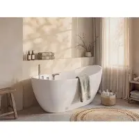 Vente-unique Vrijstaande badkuip NATALIA - eenpersoons - 220L- 150x75xH70cm - Wit