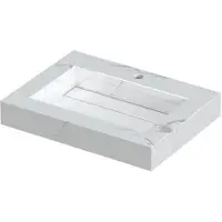 Ink Pitch Wastafel Keramische Slab Bak met Drain en Front en Side Skirts 1 Kraangat - 600x450x90 mm - Statuario Glans