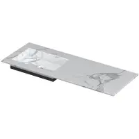 Ink Post Wastafel Keramische Slab Envelop Bak Links Zonder Kraangat - 1200x450x10 mm - Statuario Glans