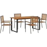 vidaXL Tuin Eettafel Set 5 st Grijs Massief Acacia Hout