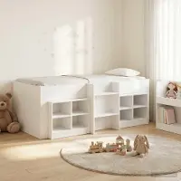 Prolenta Maison Exclusive - Loft bedframe met kast, 3 stuks, wit, houtvezel