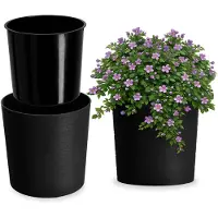 Kadax Bloempot, elegante sierpot met inzet, pot, tuinkom, bloembak, bloempotbescherming voor woonkamer, kantoor (zwart, diameter 30 cm)