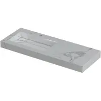 Ink Pitch Wastafel Keramische Slab Links met Drain en Front en Side Skirts 1 Kraangat - 1200x450x90 mm - Statuario Glans