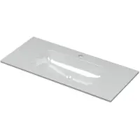 Ink Aspekt Wastafel Porselein Midden met 1 Kraangat - 1000x450x15 mm - Glans Wit