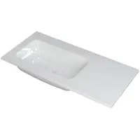 Ink Faktor Wastafel Polystone Links Zonder Kraangat - 1000x450x15 mm - Glans Wit
