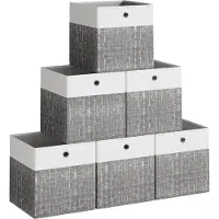 Songmics - Opbergbox - Opbergdoos - Set van 6 - Opvouwbare Stoffen Boxen - Met PP-Platen - Rekken
