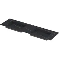 Ink Post Wastafel Keramische Slab Envelop Bak Dubbel Zonder Kraangaten - 1600x450x10 mm - Lauren Black Mat