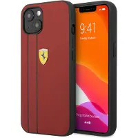Ferrari iPhone 13 Hardcase Backcover - Debossed Stripes - Rood