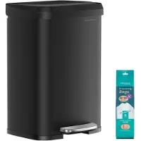 Songmics - Prullenbak - Pedaalemmer - Vuilnisbak van Metaal - 50 Liter - Met Deksel - Hoog en Ruim Ontwerp