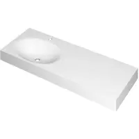 Ink Smooth Wastafel Polystone Rechts met 1 Kraangat - 1200x450x90 mm - Mat Wit