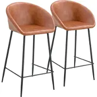 Happy Garden Set van 2 ACHILLE cognac imitatie barkrukken