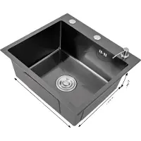OEM Enkele spoelbak, geluidsreductie, eenvoudige installatie, zwart