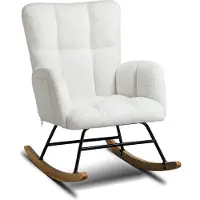 COMHOMA - Oorfauteuil Teddypluche - Schommelstoel Tot 150 kg - Wit