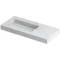 Ink Pitch Wastafel Keramische Slab Links met Drain en Front en Side Skirts Zonder Kraangat - 1000x450x90 mm - Calacatta Mat