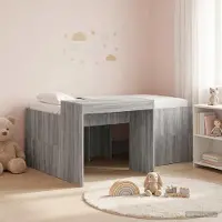 Prolenta Maison Exclusive - Stapelbed met bureau voor kinderen, grijs Sonoma, houtvezel