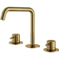 Hotbath Archie - Wastafelmengkraan - zonder Waste - Laag - Geborsteld Messing PVD - Opbouw - Messing - V04