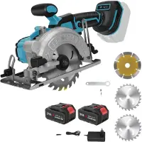 OEM Cirkelzaag, borstelloze motor, verstelbare hoek van 45-90°, 2 batterijen, EU-model
