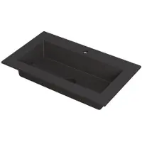 Ink Kraft Wastafel Enkele Bak 1 Kraangat - 800x450x10 mm - Quartz Zwart