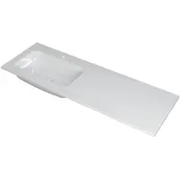 Ink Faktor Wastafel Polystone Links met 1 Kraangat - 1400x450x15 mm - Glans Wit