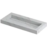 Ink Pitch Wastafel Keramische Slab Centraal met Drain en Front en Side Skirts Zonder Kraangat - 1000x450x90 mm - Calacatta Mat
