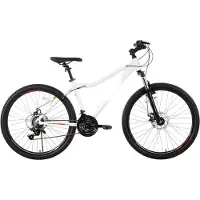 Happiq Dames mountainbike – Voor volwassenen – 21 versnellingen, vergrendelbare verende vork, dubbele schijfremmen, aluminium frame – Wit, 51/66/69 cm