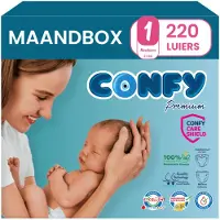 Confy 5x Premium Luiers Maat 1 Newborn 2-5kg 44 Stuks
