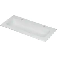 Ink Aspekt Wastafel Porselein Centraal met 2 Kraangaten - 1000x450x15 mm - Mat Wit