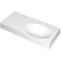 Ink Smooth Wastafel Polystone Rechts met 1 Kraangat - 1000x450x90 mm - Mat Wit