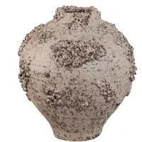 Ptmd Deisy Beige Ceramic Jar Shaped Vase Rough Coral L